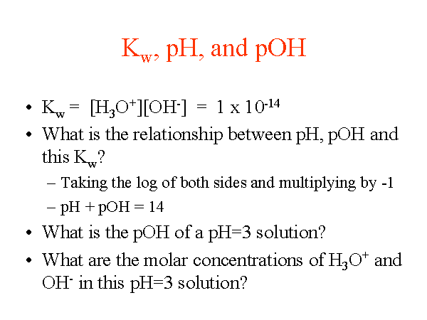 Kw PH And POH