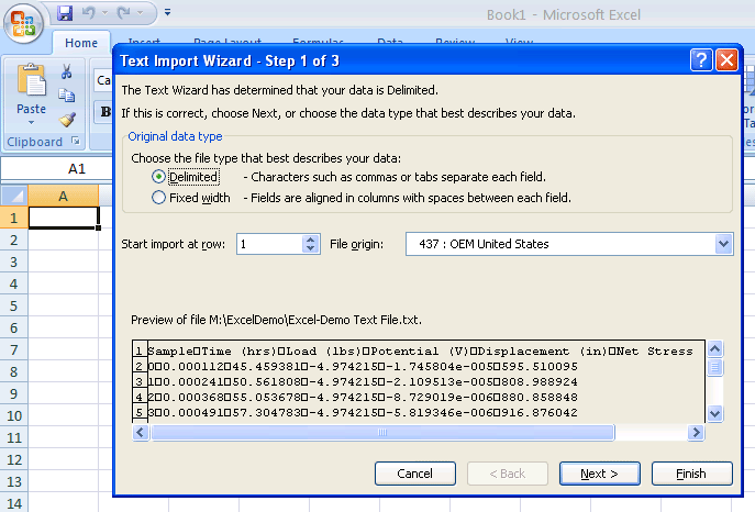 how to insert text file in excel