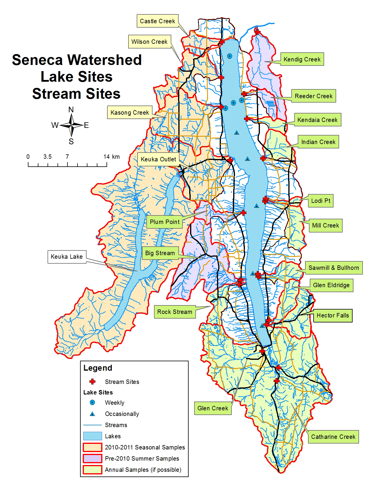 Seneca Lake Topographic Map Finger Lakes - Limnological Monitoring