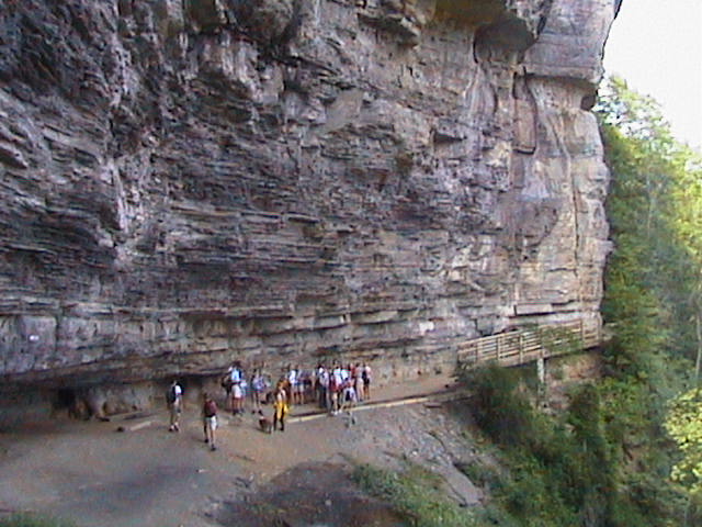 Group at base of cliff.