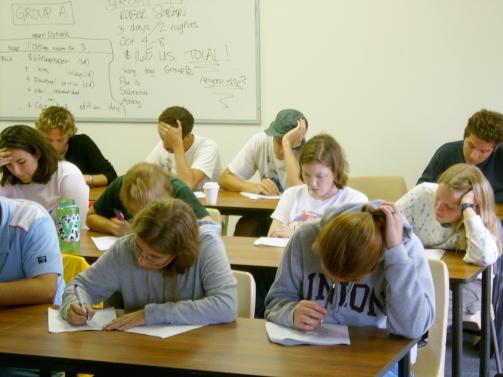 Students taking test