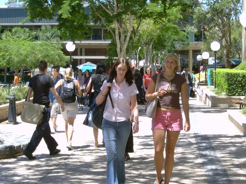 Pedestrians on campus