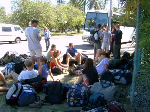 Students waiting for bus