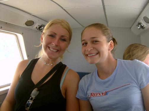 Sarah and Carla on plane