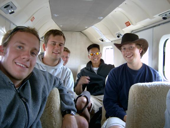 Students on the plane