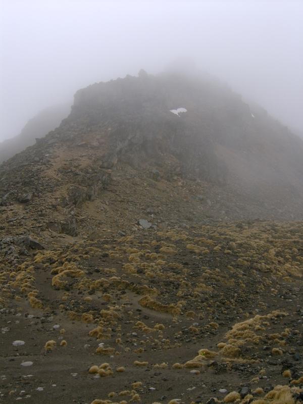  Scree slope disappearing into clouds