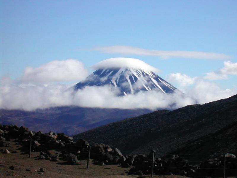  Mt Ngauruhoe with cloud-covered top