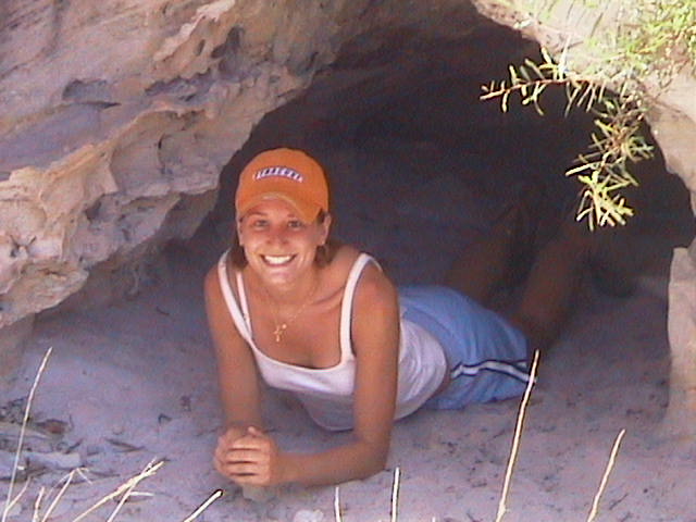 Morgan checks a crevice