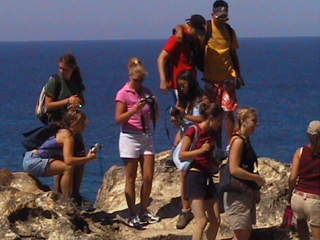 Students on rock outcrop