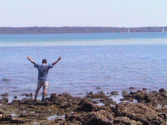 Jeff K on the rocky shore
