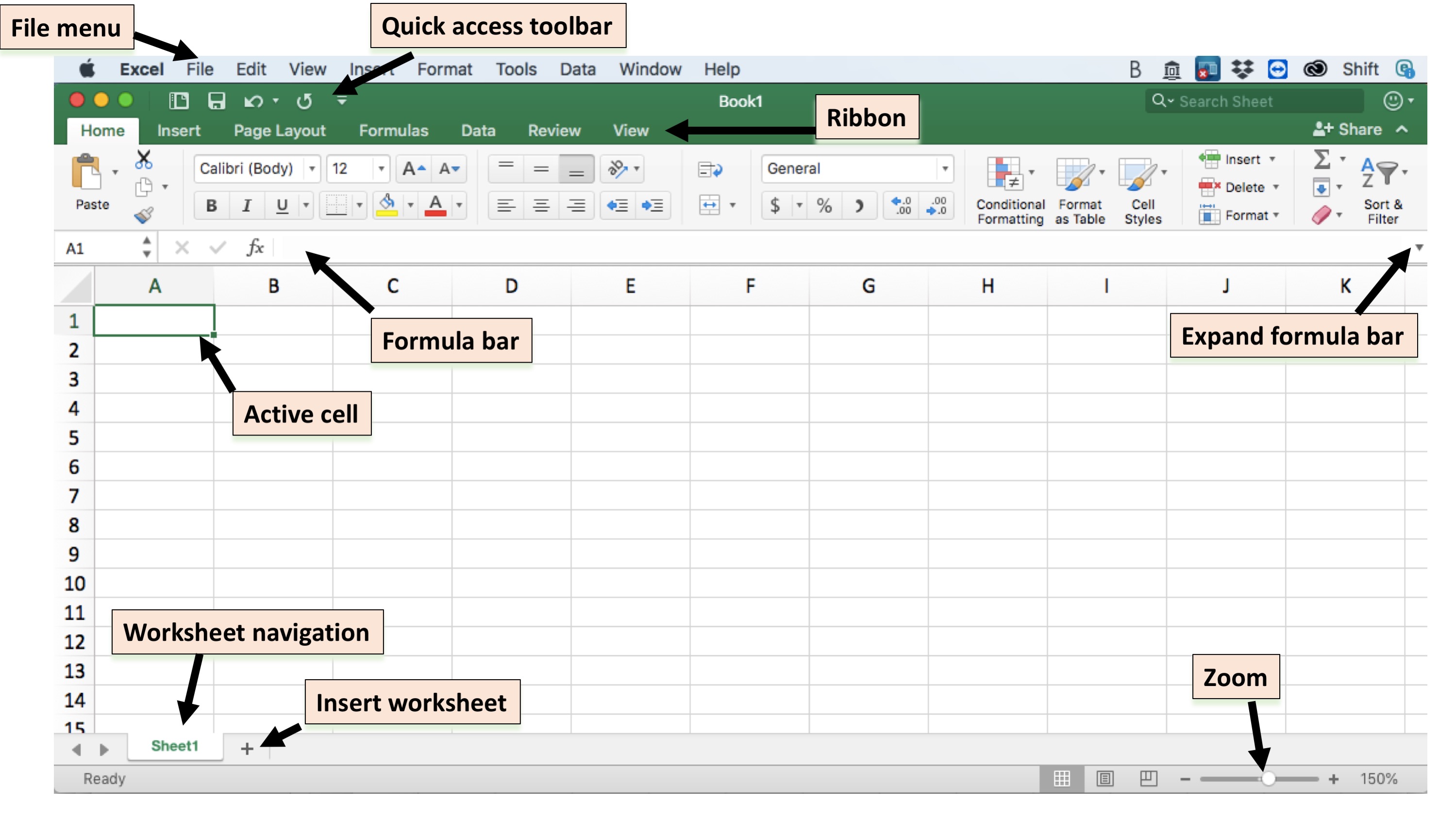 Figure 1. Basic overview of Excel.