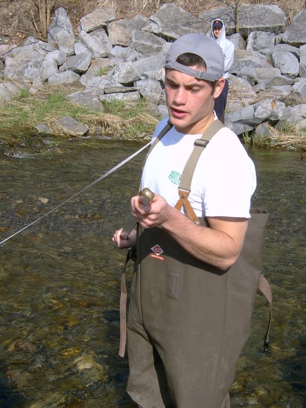 Student in waders