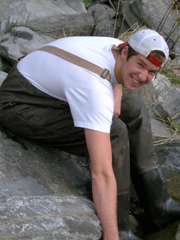 student in waders