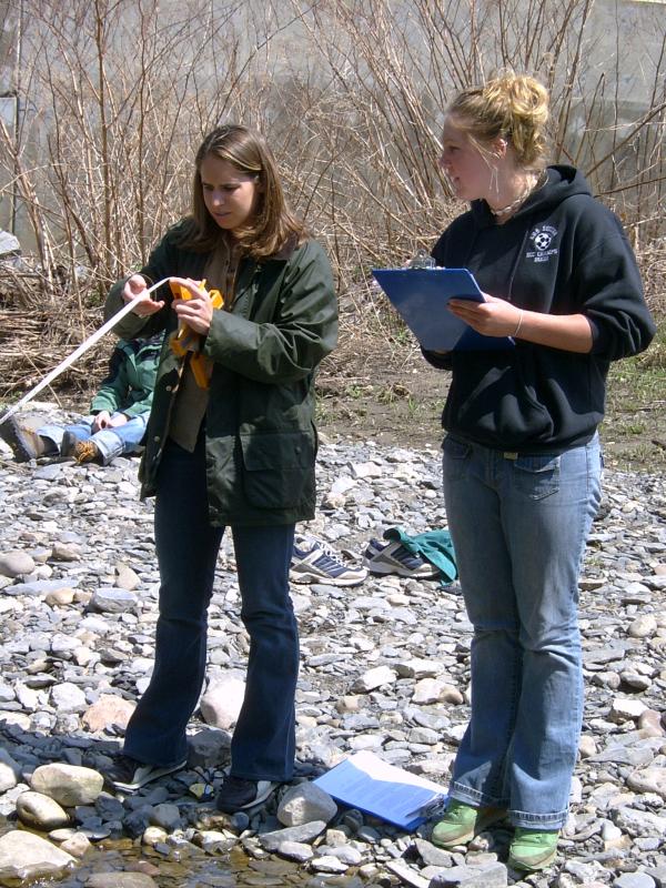 students with tape measure and clipboard