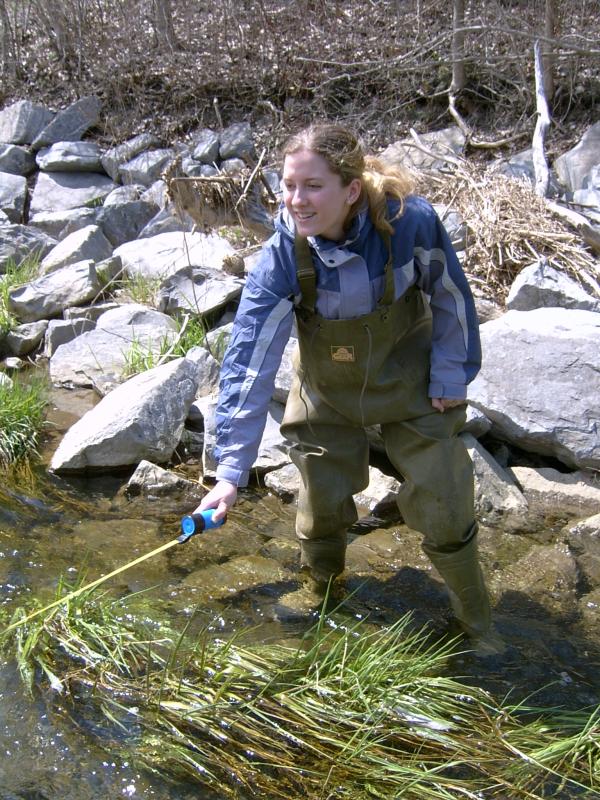 student in waders